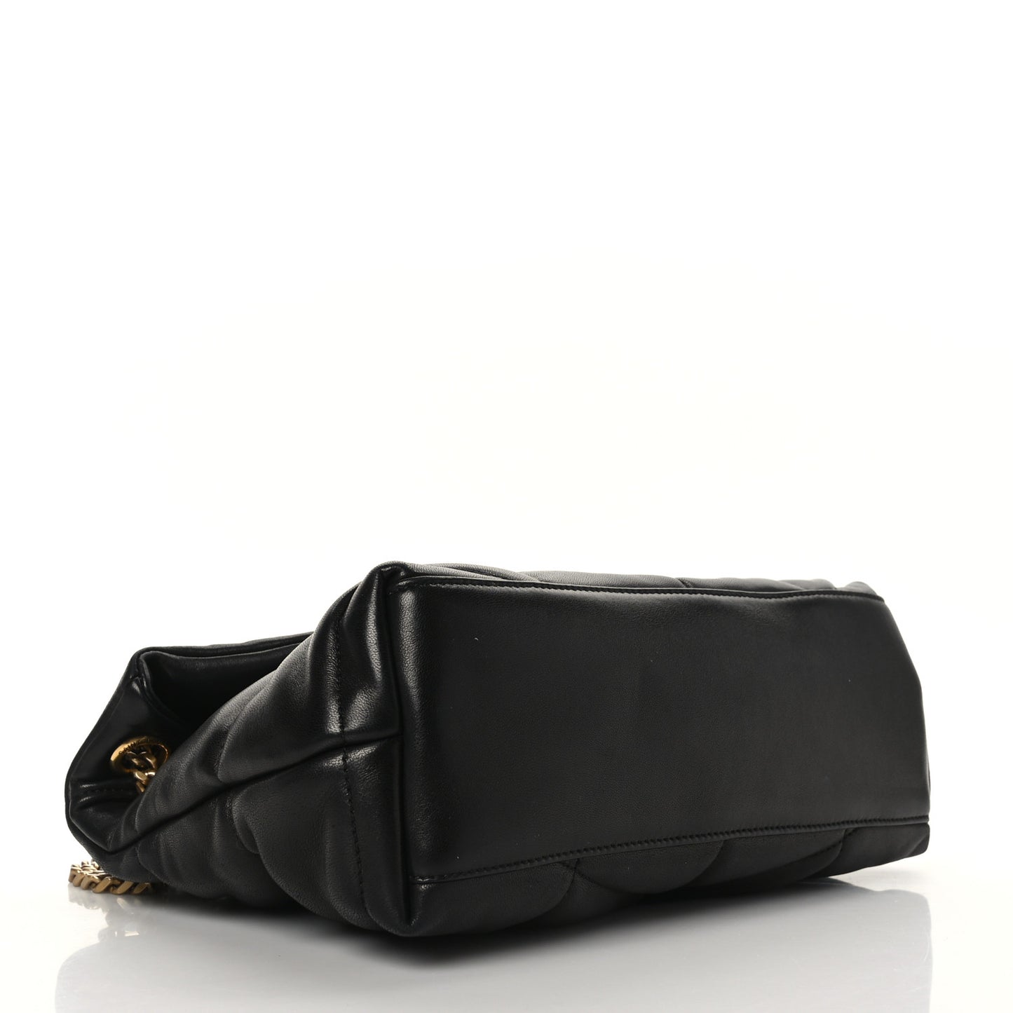 Lambskin Quilted Small Loulou Puffer Monogram Chain Satchel Black
