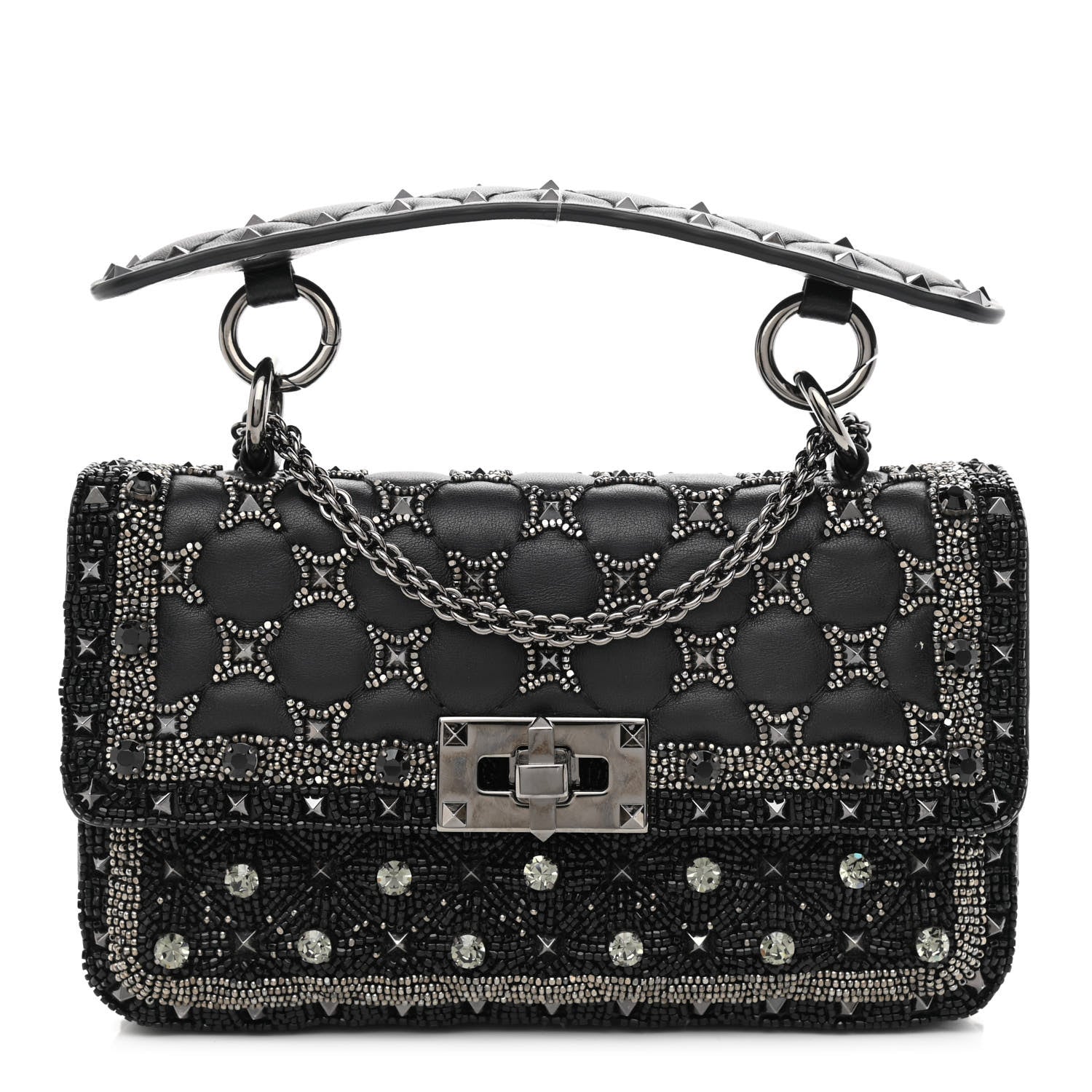 Valentino Garavani Beaded Small Rockstud Spike It Shoulder Bag Black 1 of 9