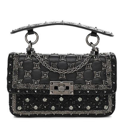 Valentino Garavani Beaded Small Rockstud Spike It Shoulder Bag Black 1 of 9