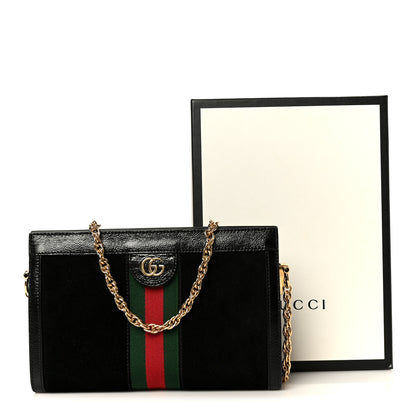 Gucci Suede Patent Web Small Ophidia Chain Shoulder Bag Black 12 of 12