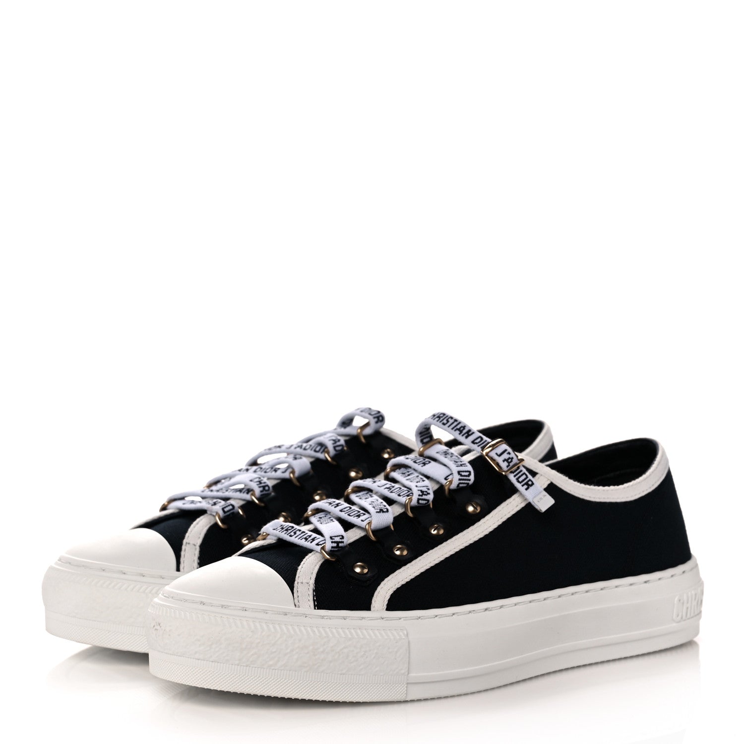 Christian Dior Canvas Walk'N'Dior Low Top Sneakers 38 Black 3 of 9