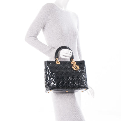Christian Dior Patent Cannage Large Lady Dior Black 2 of 7