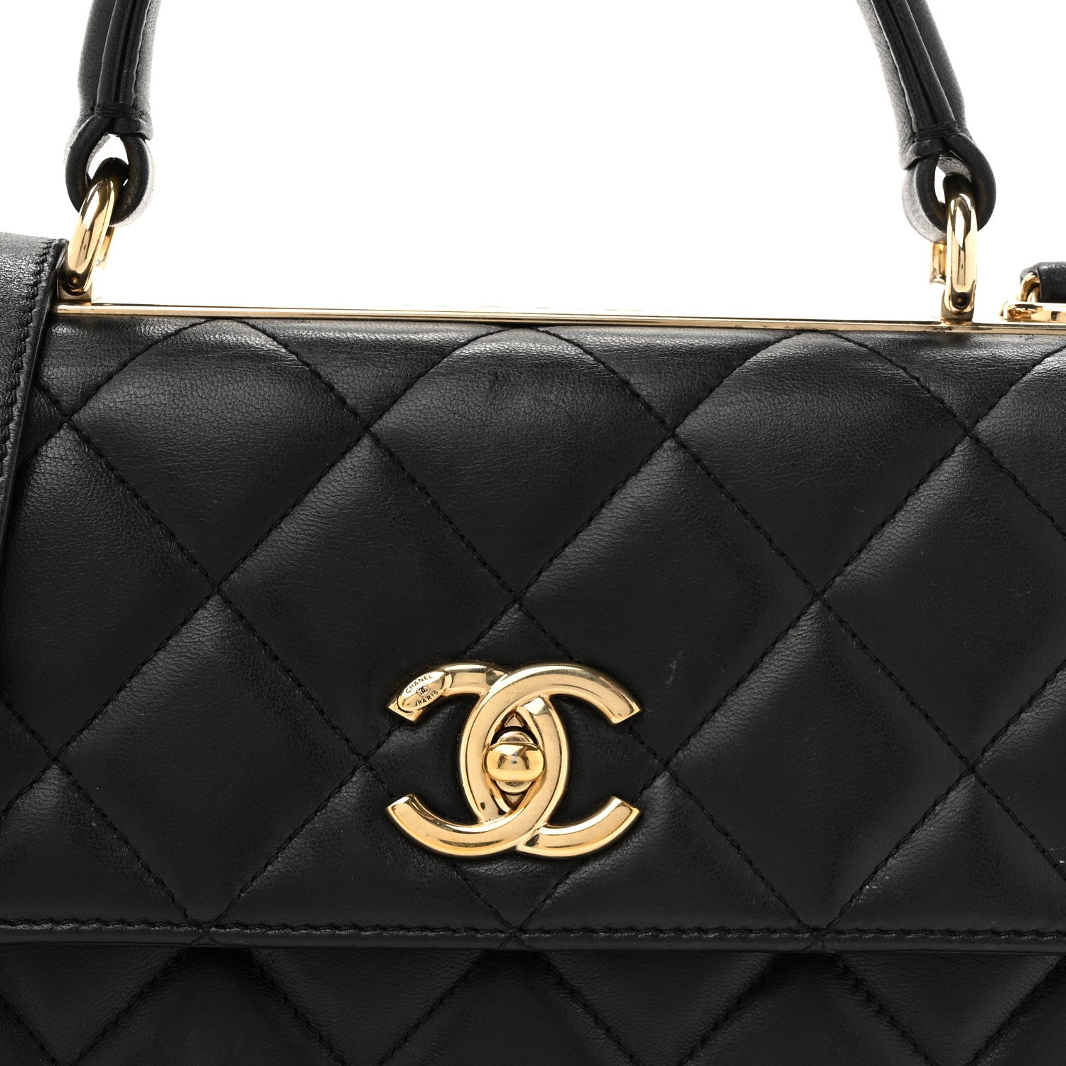 Chanel Lambskin Quilted Small Trendy CC Dual Handle Flap Bag Black