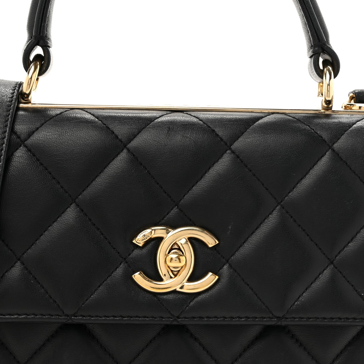 Lambskin Quilted Small Trendy CC Dual Handle Flap Bag Black