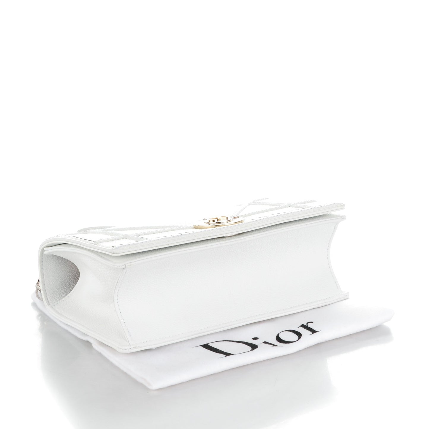 Grained Calfskin Perforated Diorama Flap Bag Latte