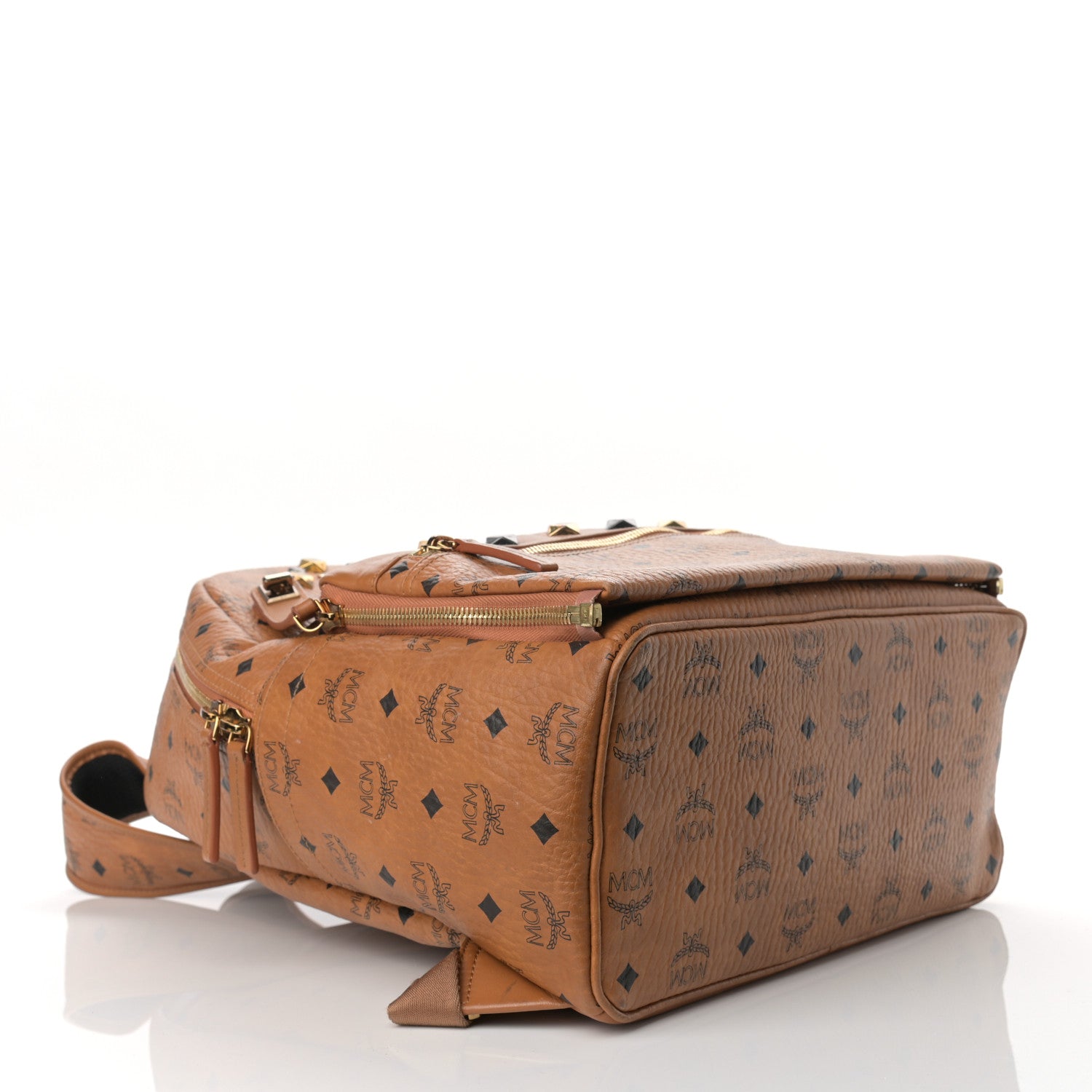 MCM Visetos Studded Medium Dual Stark Backpack Cognac 4 of 13