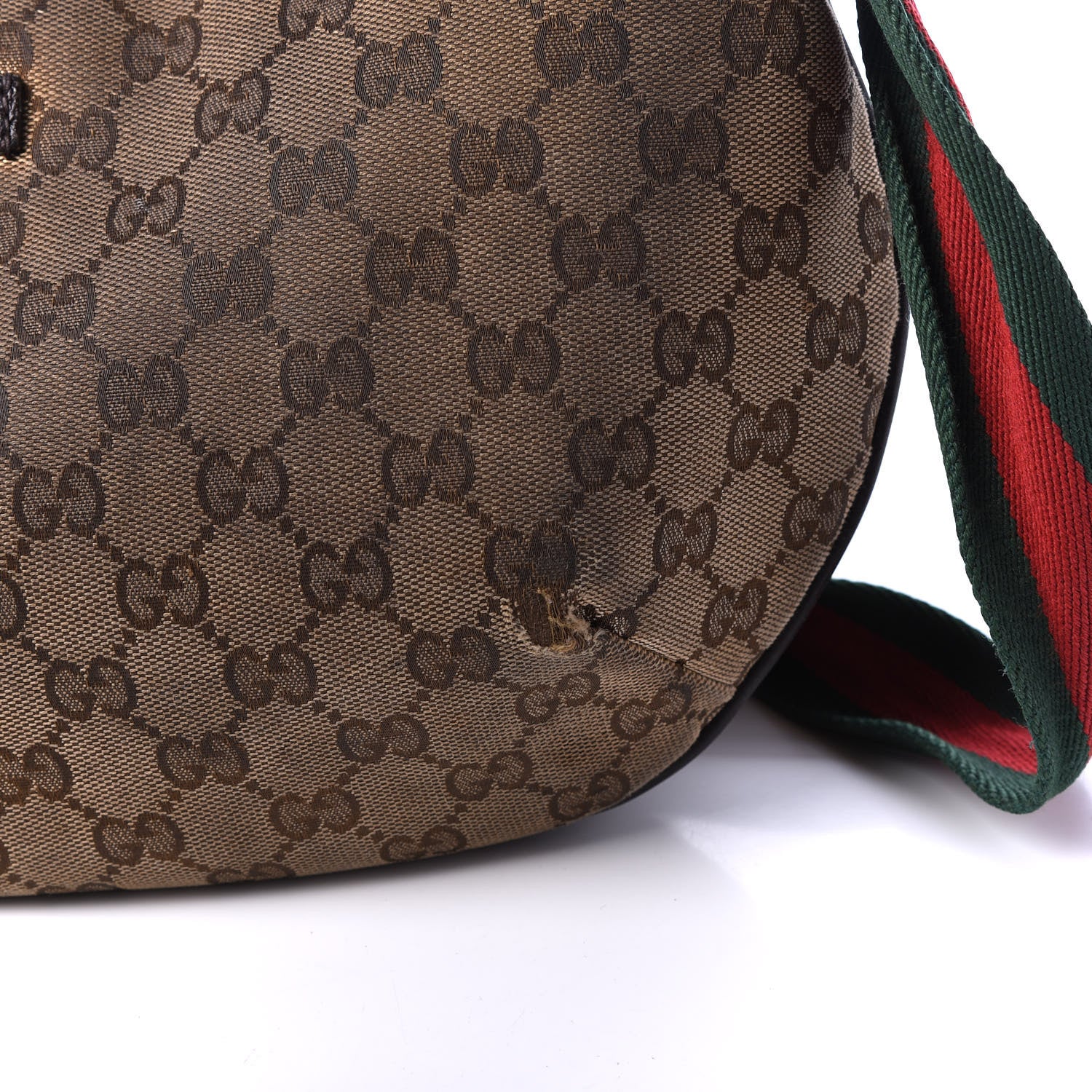 Gucci Monogram Web Medium Half Moon Hobo Dark Brown 11 of 13