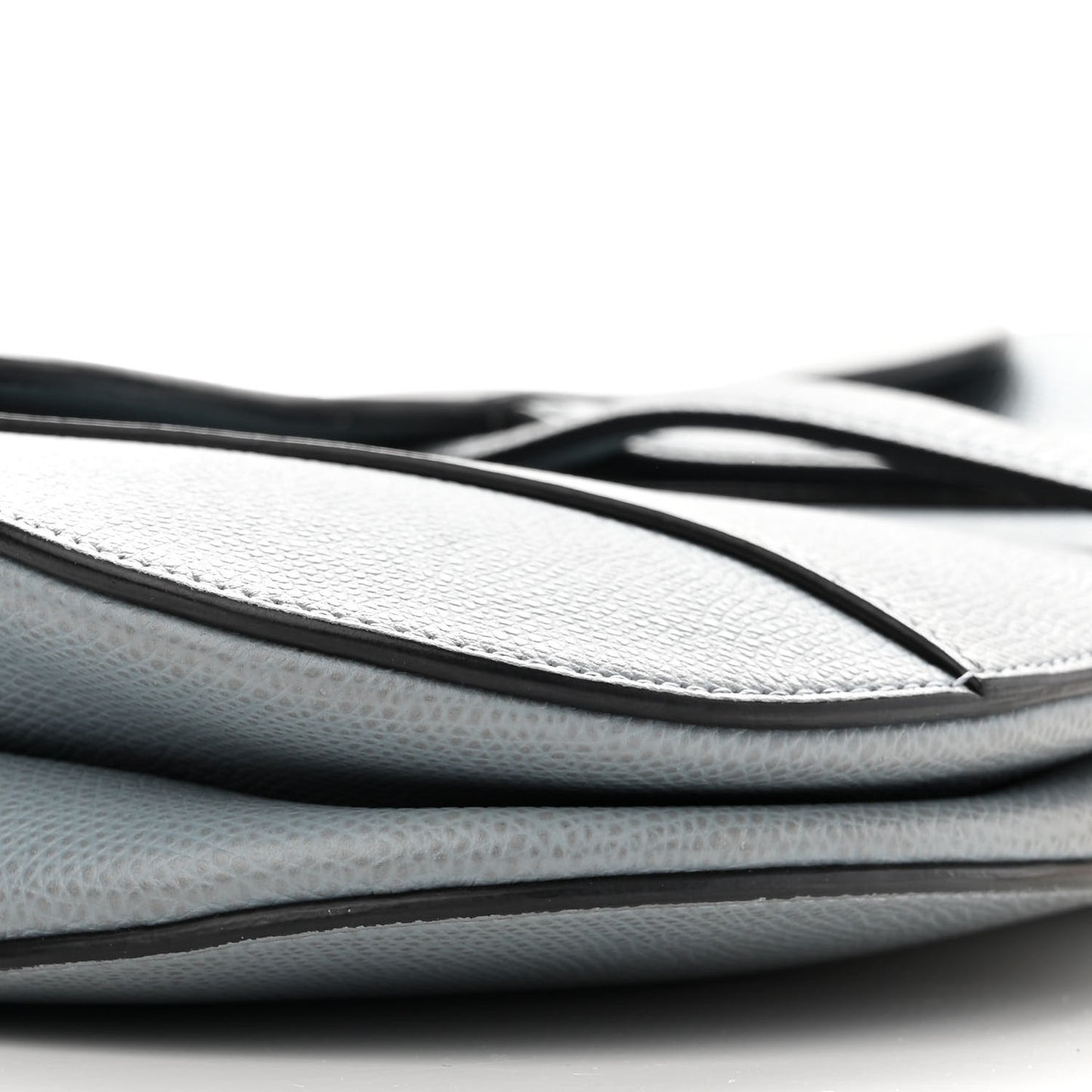 Grained Calfskin Saddle Bag Grey Stone
