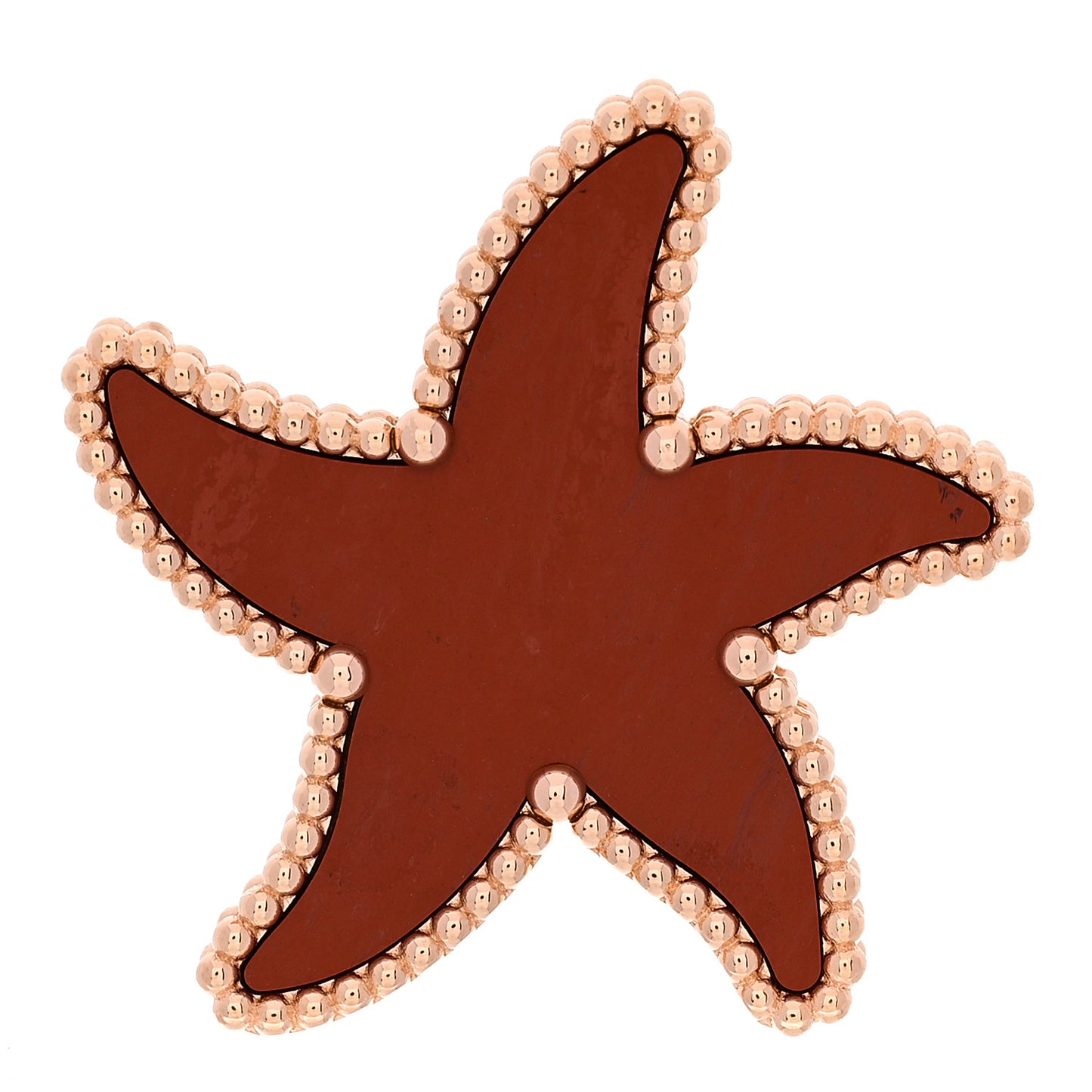 18K Rose Gold Jasper Lucky Summer Starfish Brooch Clip