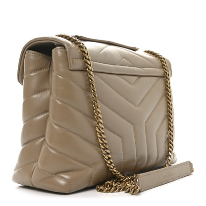 Saint Laurent Calfskin Y Quilted Monogram Small Loulou Chain Satchel Dark Beige 3 of 10