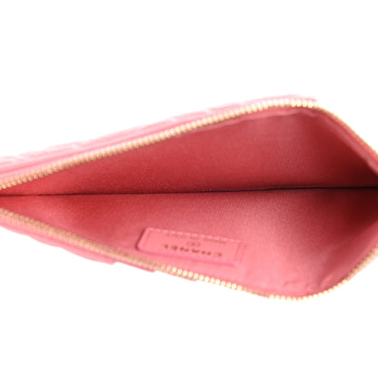 Chanel Caviar Camellia Embossed Classic Flat Wallet Pouch Pink 5 of 8
