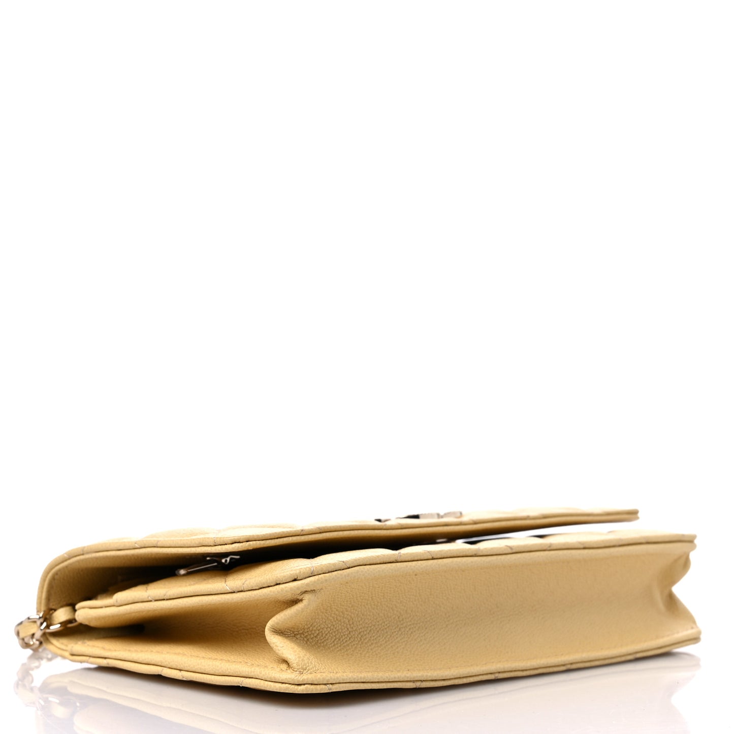 Caviar Quilted Studded CC Wallet on Chain WOC Yellow