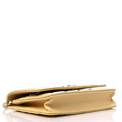 Chanel Caviar Quilted Studded CC Wallet on Chain WOC Yellow 4 of 11