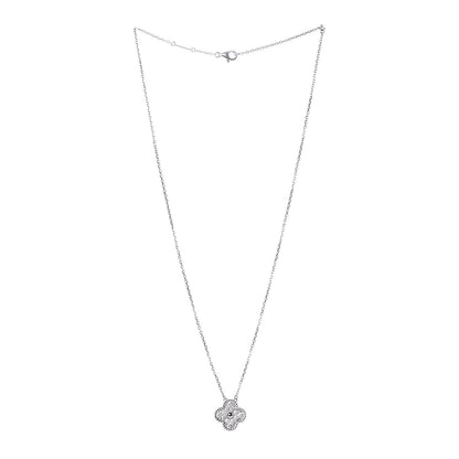 Van Cleef & Arpels 18K White Gold Diamond Vintage Alhambra Pendant Necklace 3 of 8