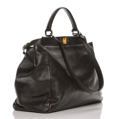 Fendi Goatskin Large Peekaboo Iconic Satchel Moro Grigio 3 of 7