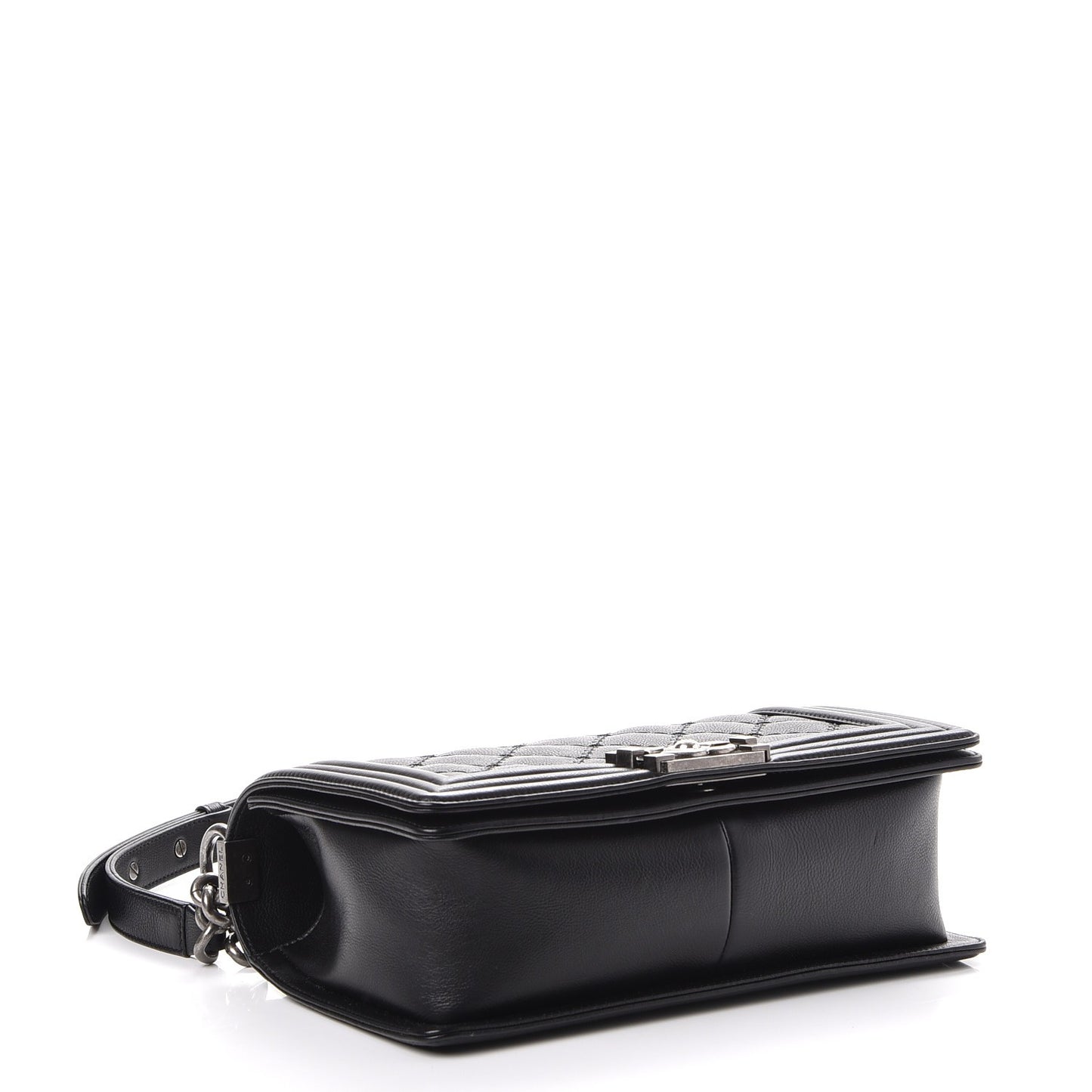 Calfskin Double Stitch Medium Boy Flap Black