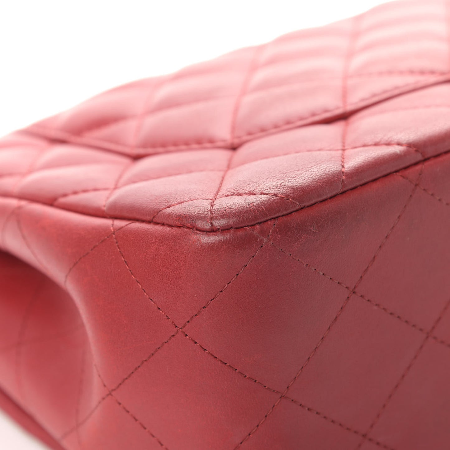 Lambskin Quilted Jumbo Double Flap Red