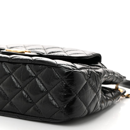 Chanel Shiny Crumpled Calfskin Quilted Wavy CC Hobo Black 10 of 11