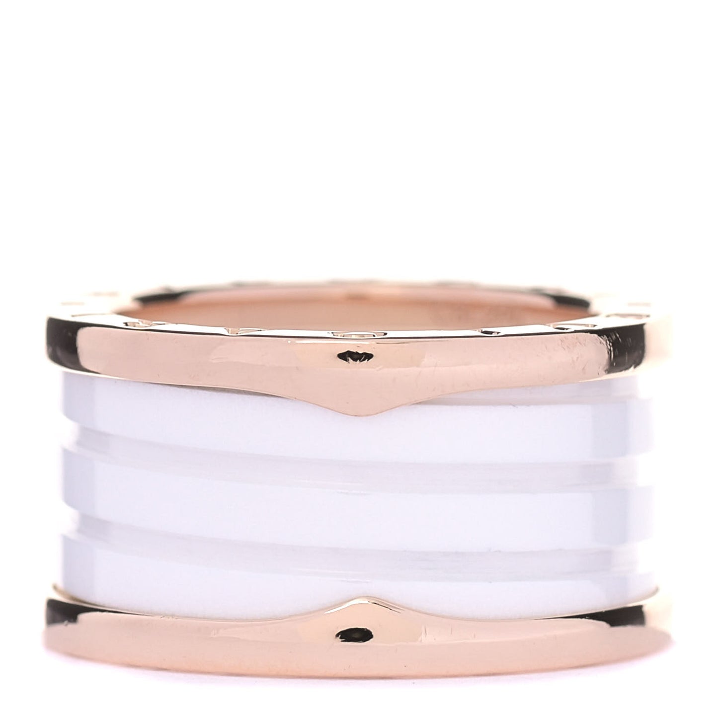 18K Rose Gold White Ceramic B.Zero1 Four-Band Ring 55 7.25