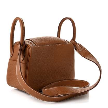Hermes Taurillon Clemence Mini Lindy 20 Gold 3 of 11