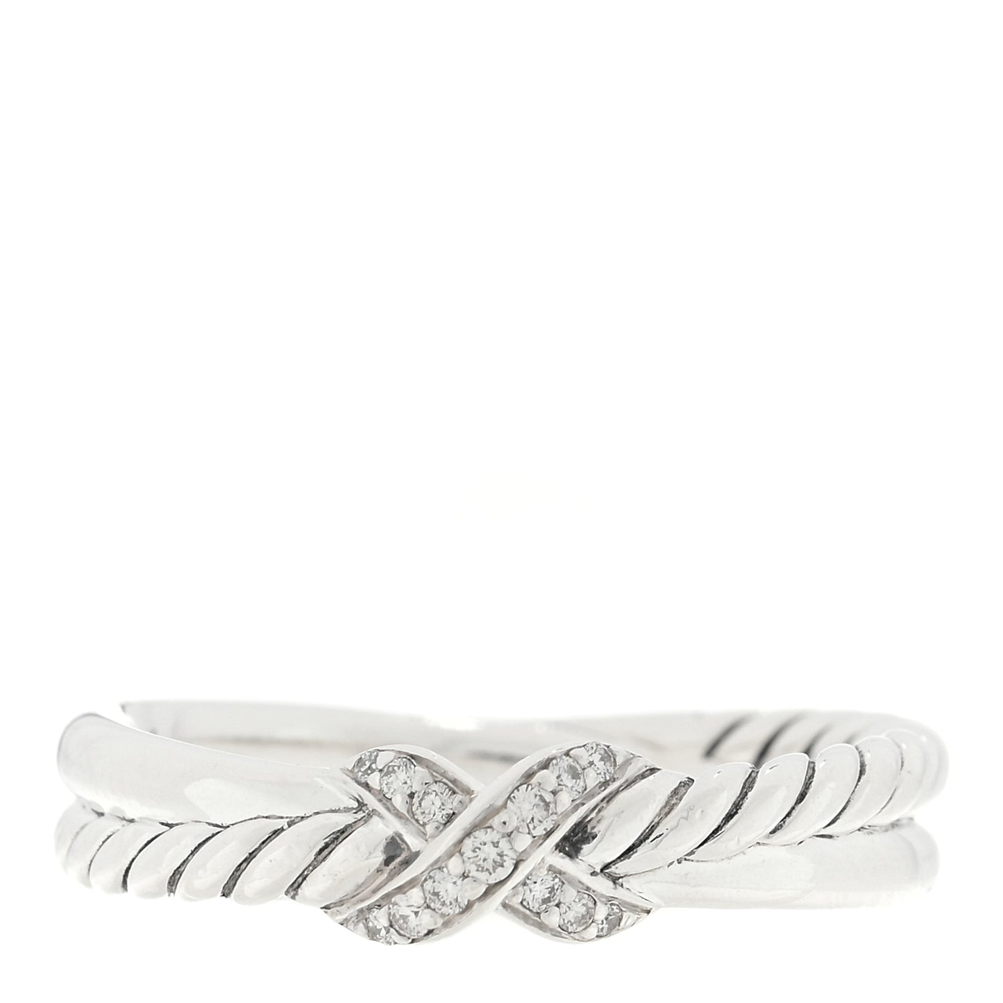 Sterling Silver Diamond Petite X Crossover Ring 54 6.75