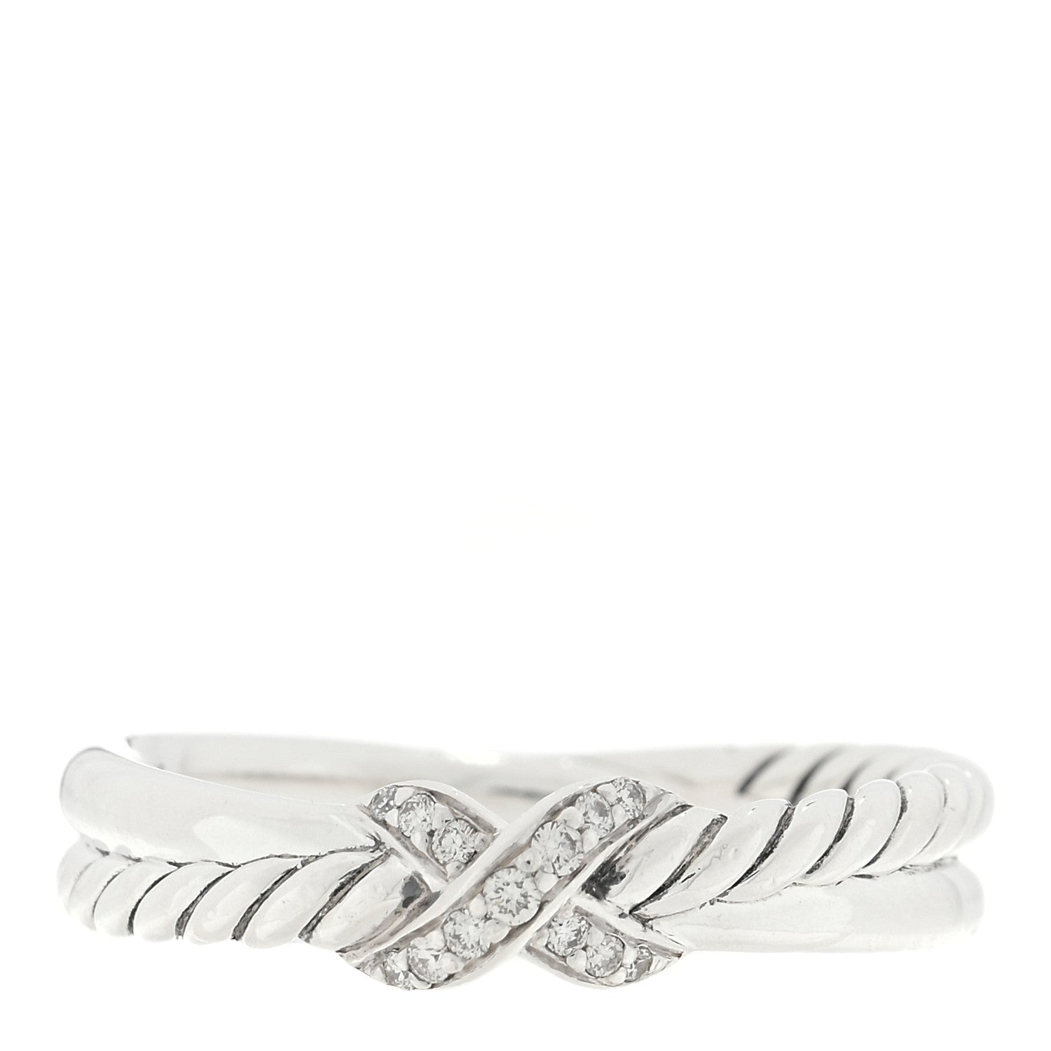 David Yurman Sterling Silver Diamond Petite X Crossover Ring 54 6.75 1 of 4