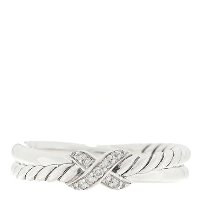 David Yurman Sterling Silver Diamond Petite X Crossover Ring 54 6.75 1 of 4