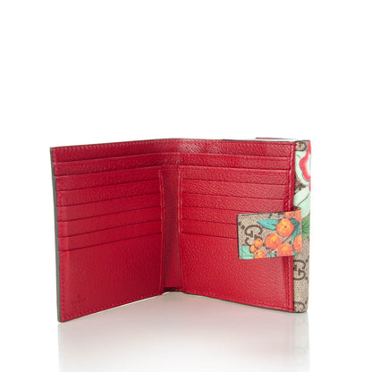 Gucci GG Supreme Monogram Tian French Flap Wallet Beige Multicolor Red 5 of 7