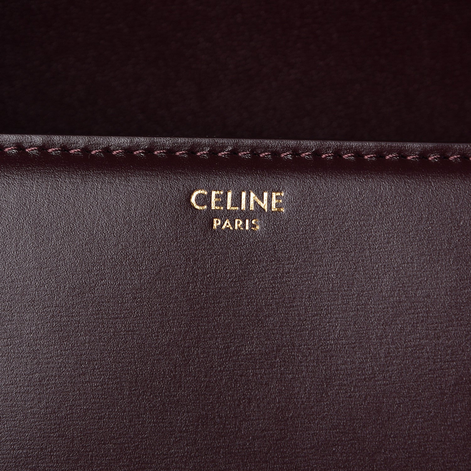 Celine Shiny Calfskin Medium Triomphe Burgundy 6 of 10