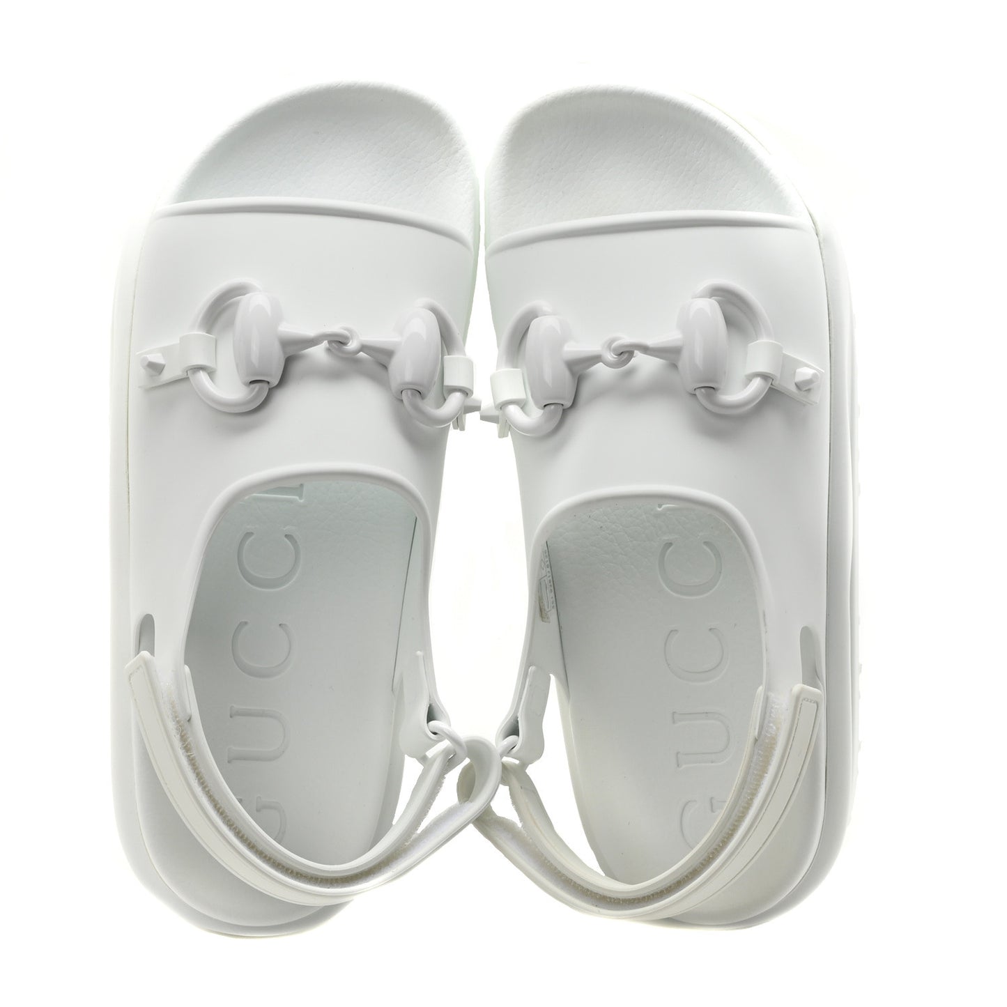 Soft Rubber Horsebit Touch Womens Strapped Sandals 36 Great White