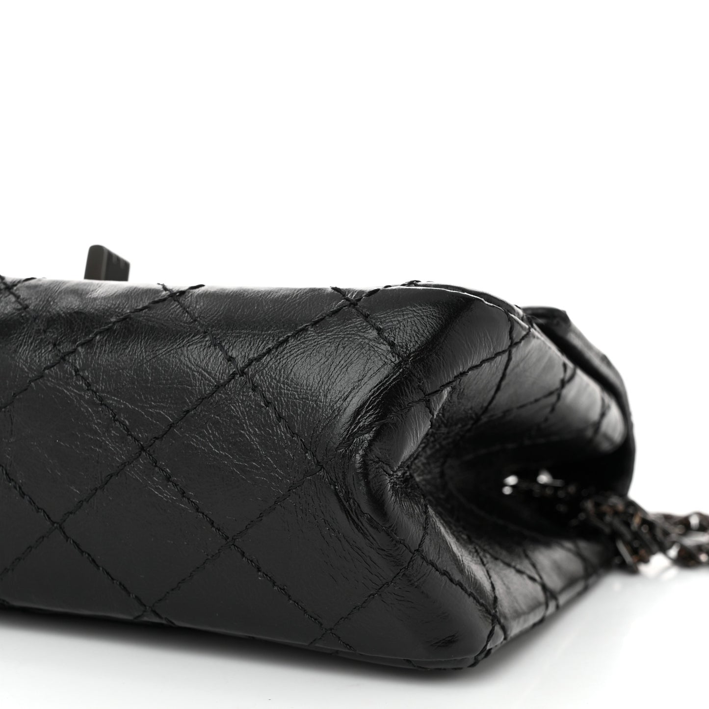 Aged Calfskin Quilted 2.55 Reissue Mini Flap So Black