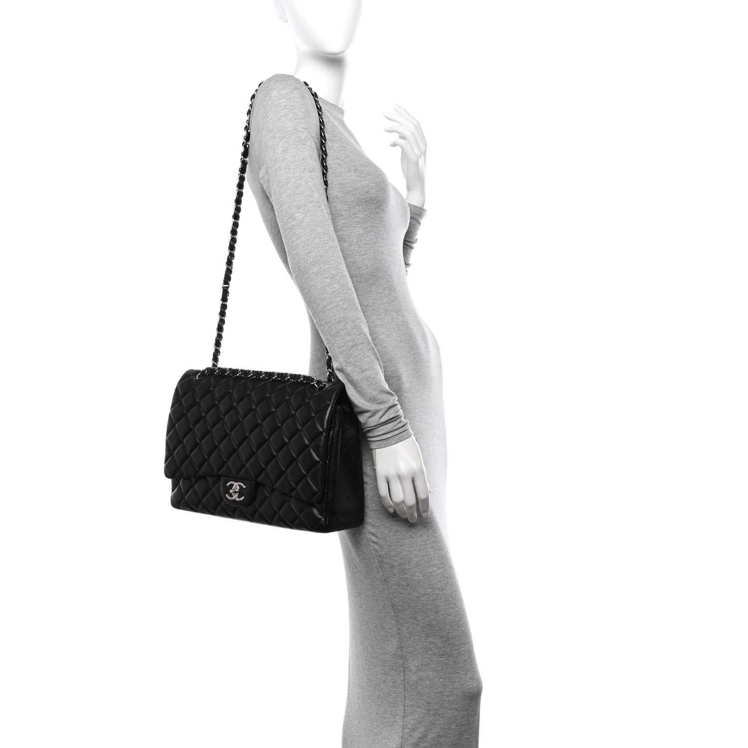 Chanel Lambskin Quilted Maxi Double Flap Black 2 of 11