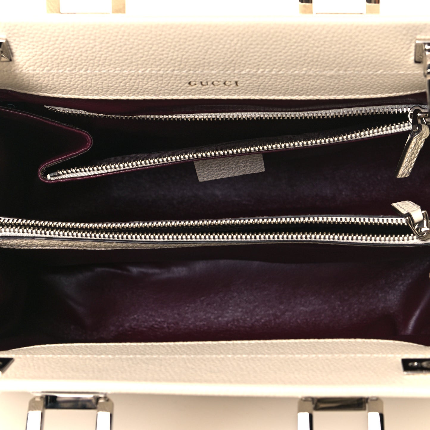 Grainy Calfskin Small Zumi Top Handle Bag Mystic White