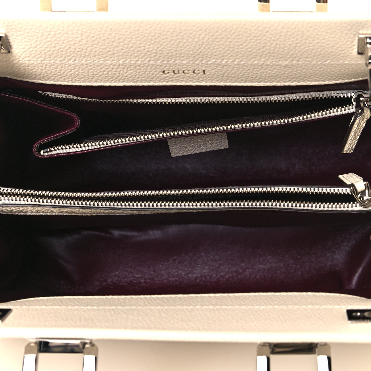 Gucci Grainy Calfskin Small Zumi Top Handle Bag Mystic White 5 of 11