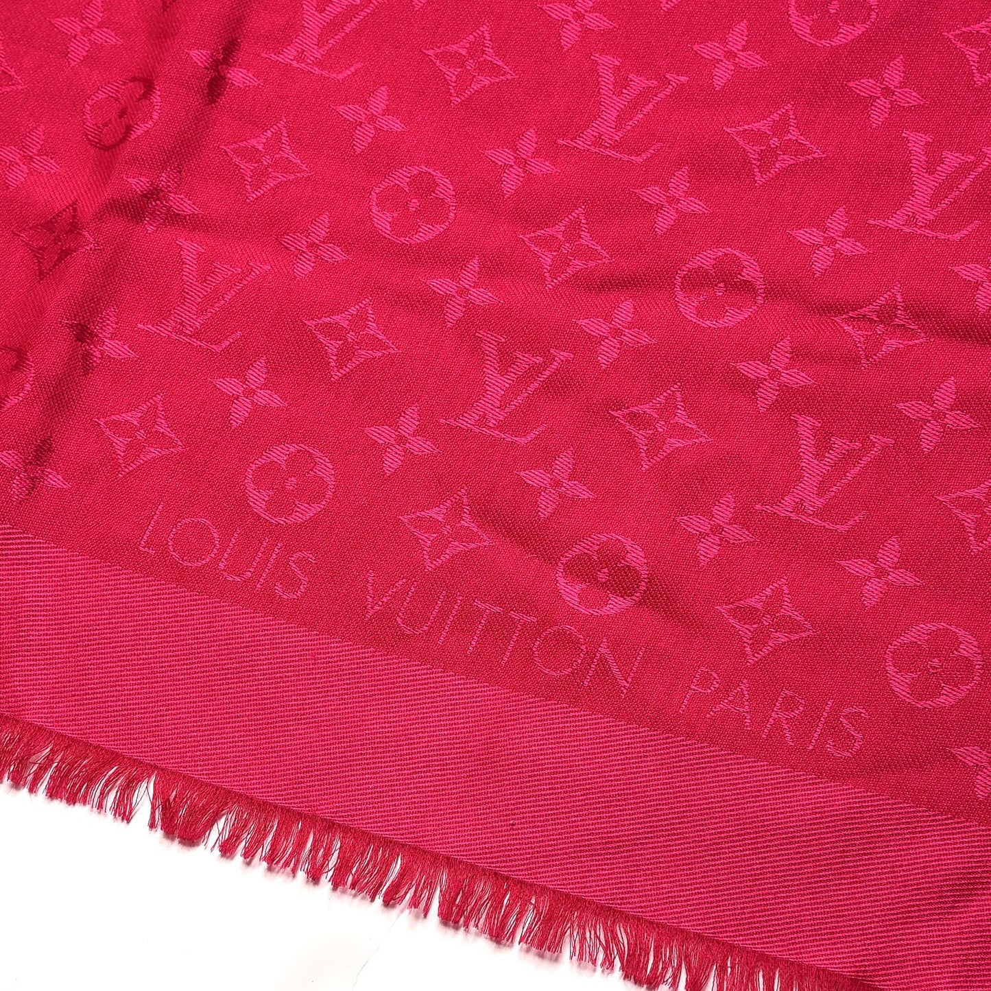 Wool Silk Monogram Shawl Strass Pink
