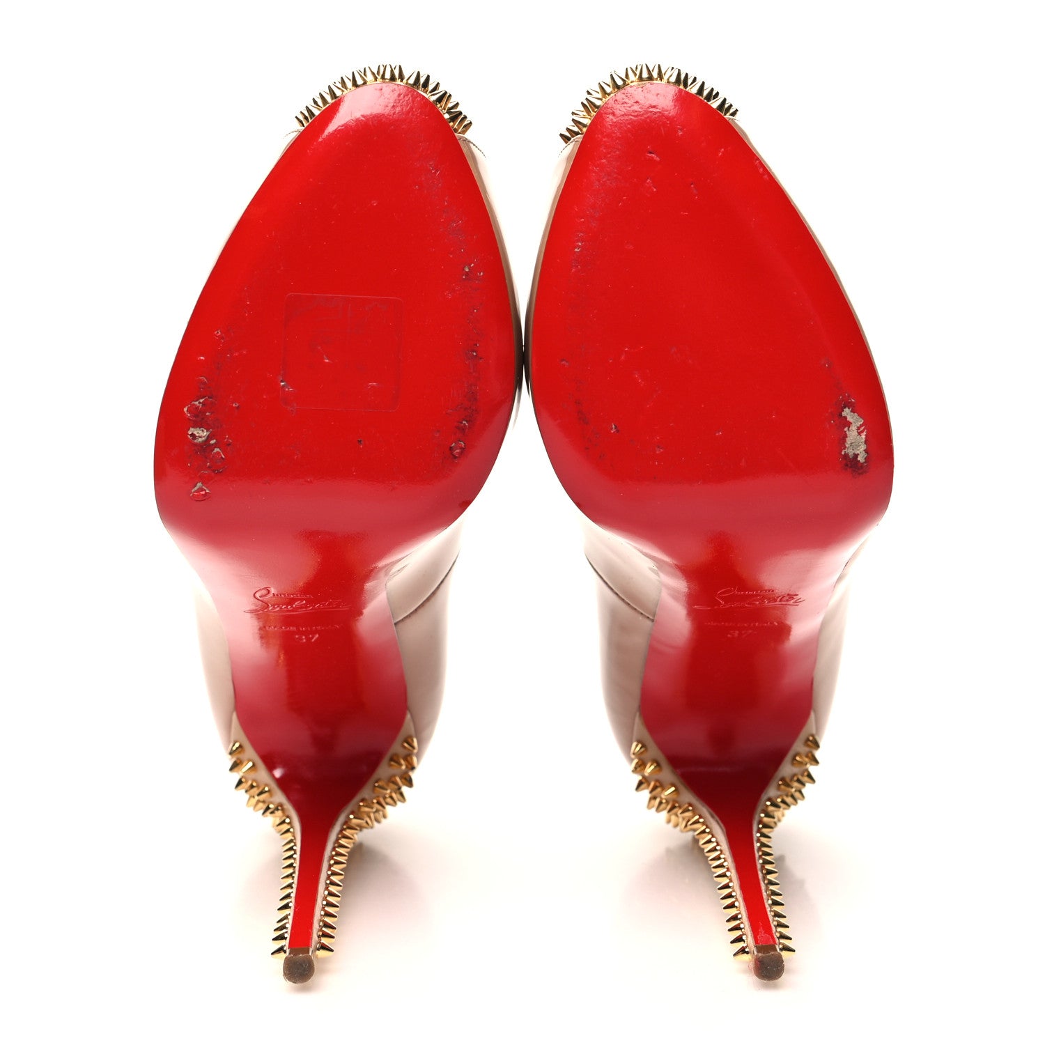Christian Louboutin Patent New Very Prive Spikes 120 Pumps 37 Nude 6 of 9