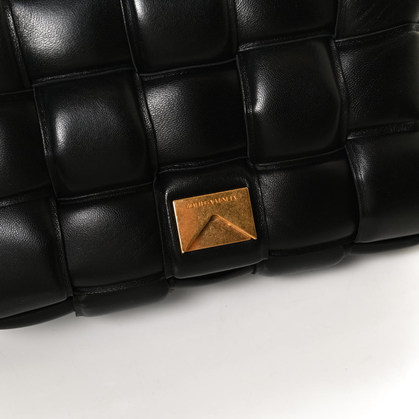 Lambskin Maxi Intreccio Padded Chain Cassette Crossbody Bag Black