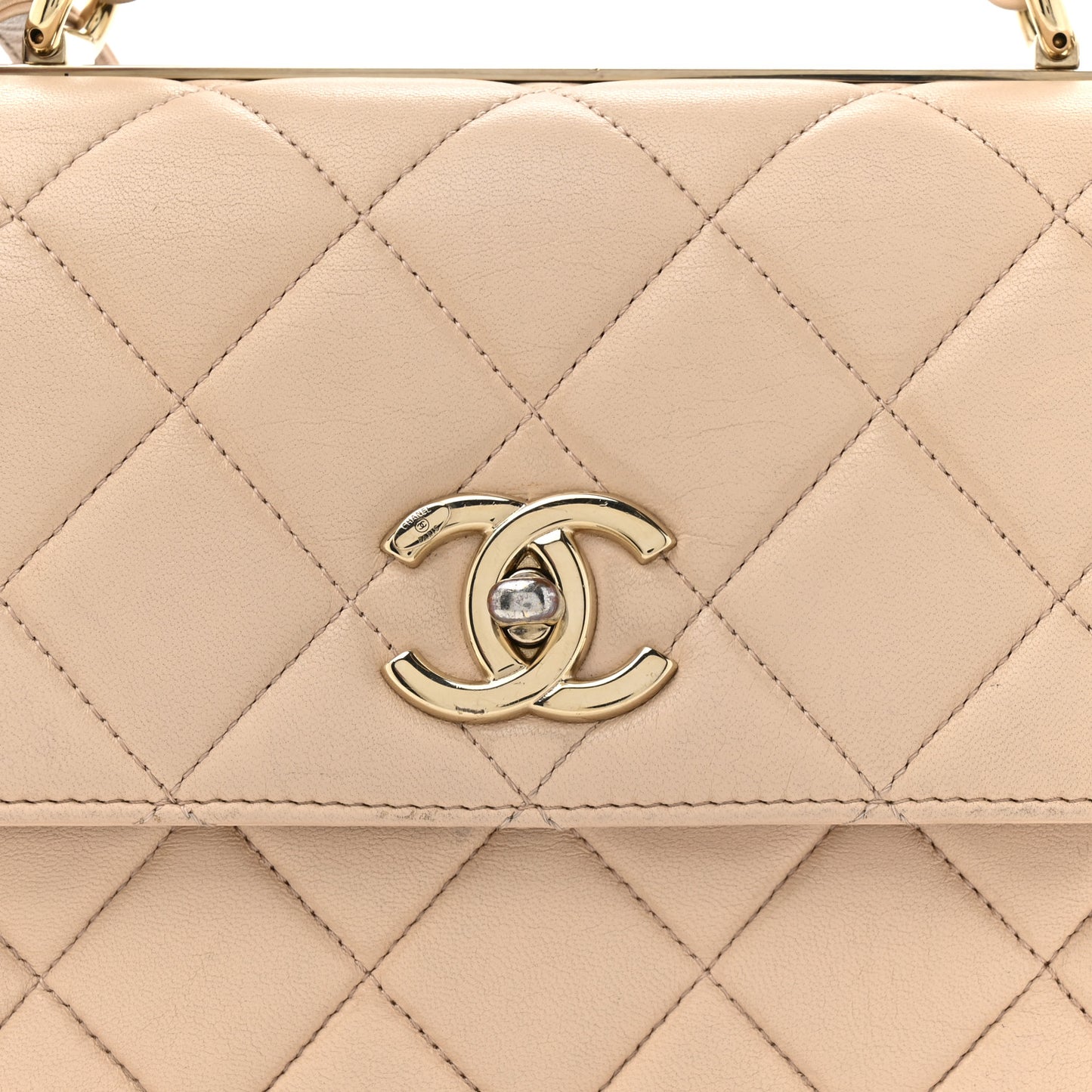 Lambskin Quilted Small Trendy CC Dual Handle Flap Bag Beige
