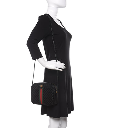 Gucci Calfskin Web Trapuntata Small GG Shoulder Bag Black 2 of 9