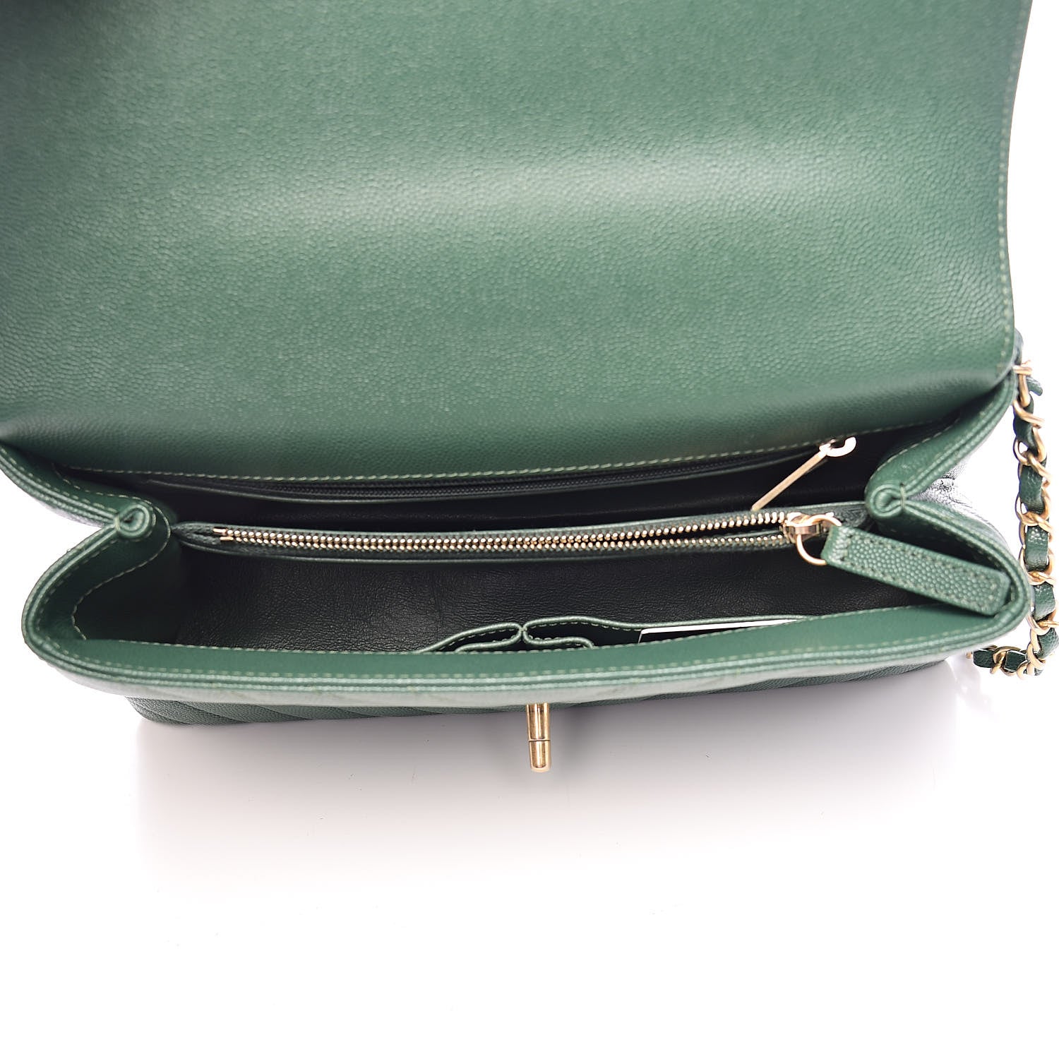 Chanel Caviar Lizard Chevron Quilted Small Coco Handle Flap Green 5 of 12
