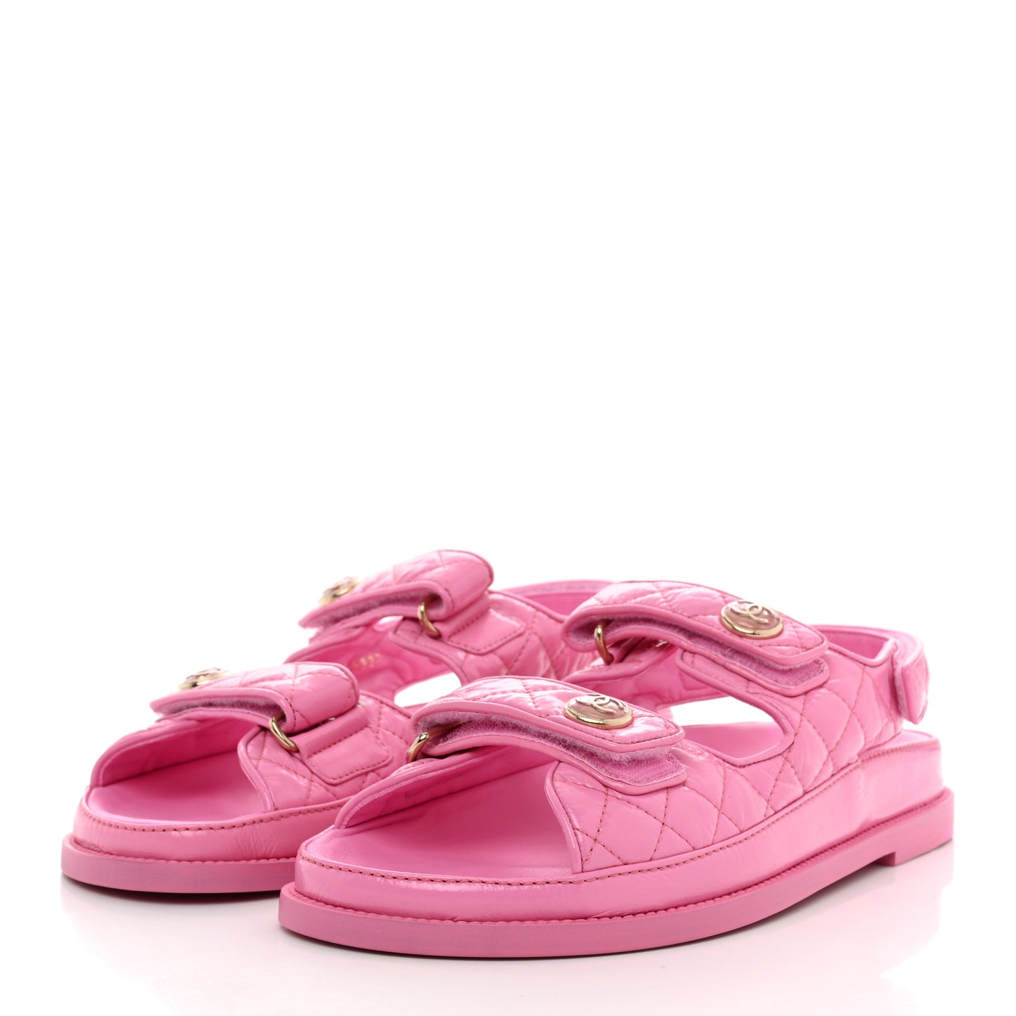 Laminated Lambskin Velcro Dad Sandals 40 Pink