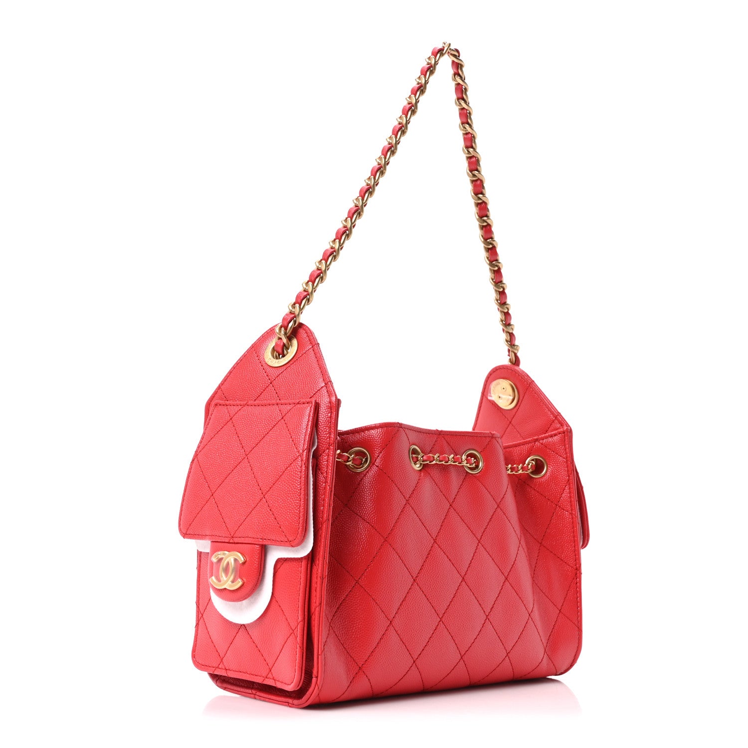 Chanel Caviar Quilted Mini Chanel 25 Handbag Dark Red 3 of 11