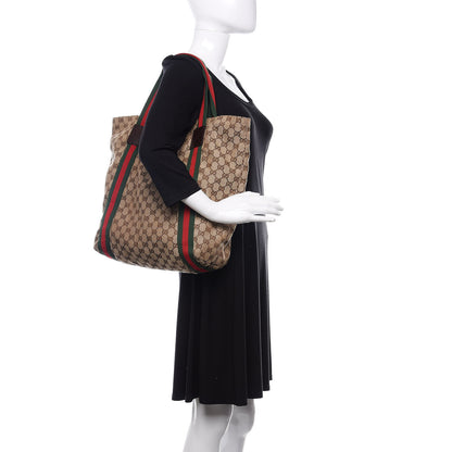 Gucci GG Monogram Medium Web Handle Vertical Tote Dark Brown 2 of 10