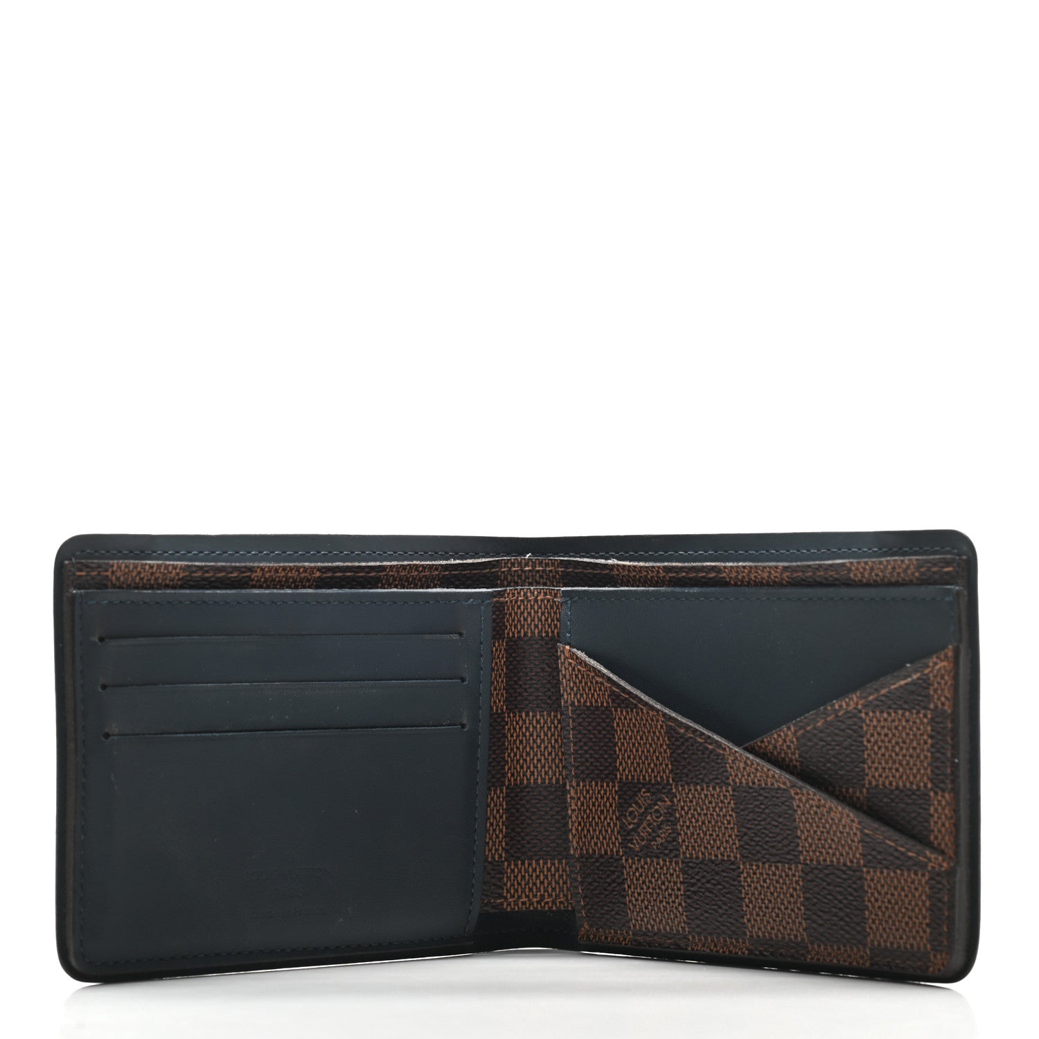 Louis Vuitton Damier Ebene Calfskin Multiple Wallet Blue 5 of 6