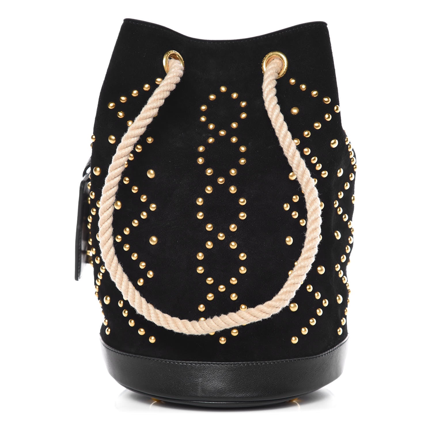 Saint Laurent Suede Studded Small Seau Bucket Bag Black 1 of 8
