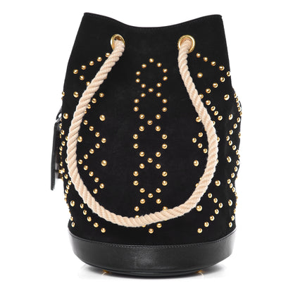 Saint Laurent Suede Studded Small Seau Bucket Bag Black 1 of 8