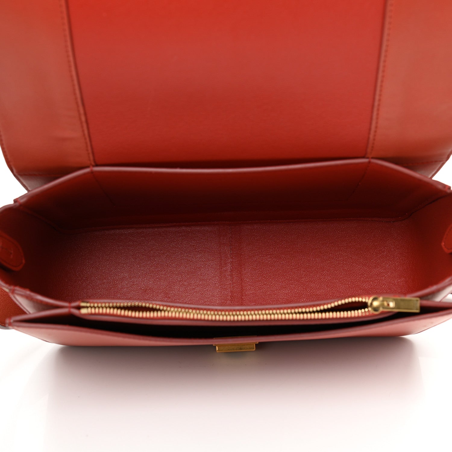 Celine Shiny Smooth Calfskin Medium Frame Shoulder Bag Red Tan 5 of 9