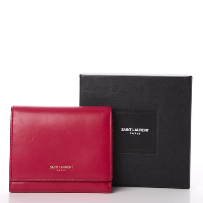 Saint Laurent Calfskin Trifold Wallet Pink 15 of 15