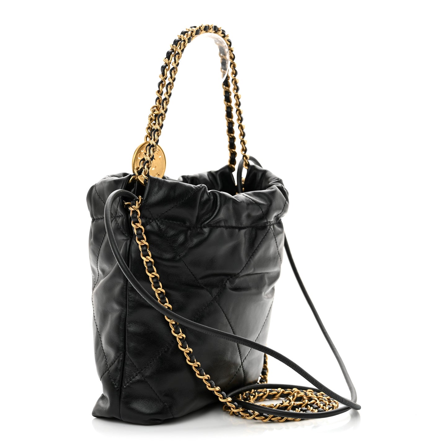Shiny Calfskin Quilted Mini Chanel 22 Black
