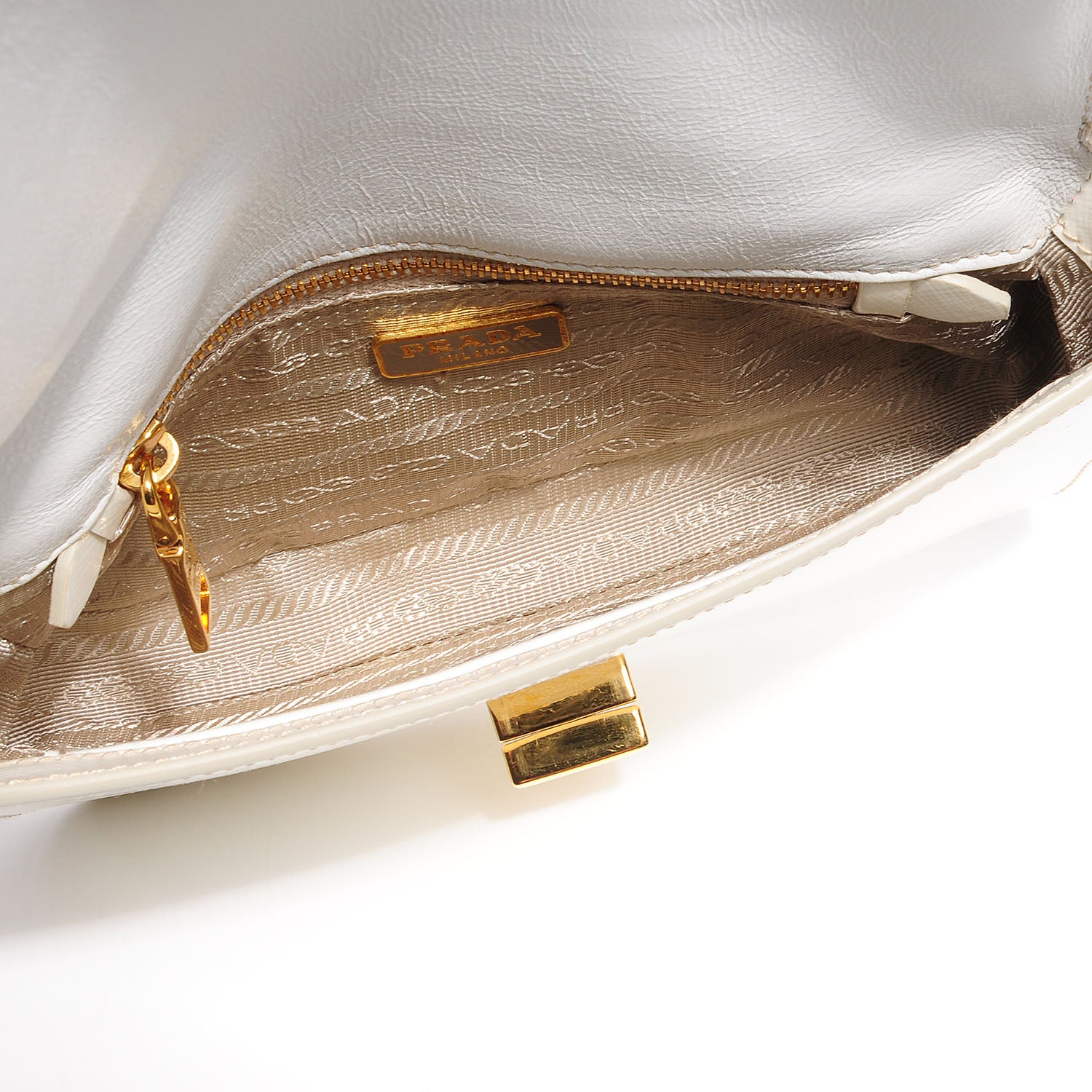 Prada Saffiano Vernice Crossbody Flap Bag Bianco 7 of 12